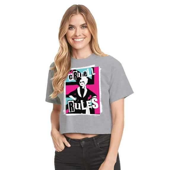 Cruell Rules - Juniors Cropped Cotton Blend T-Shirt