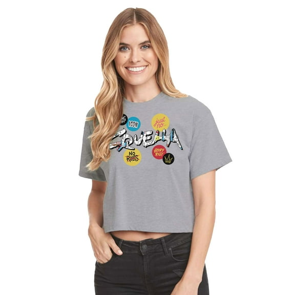 Cruella Pattern Fill - Juniors Cropped Cotton Blend T-Shirt