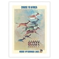 thumbnail image 1 of Cruise to Africa - African Gazelle - Moore-McCormack Lines - Vintage Ocean Liner Travel Poster by Mary Moran c.1962 - Bamboo Fine Art 290gsm Paper Print (Unframed) 18x24in, 1 of 4