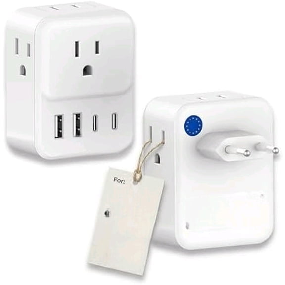 Cruise Approved EU Plug Travel Adapter for Cruise Ships Non Surge 8-in-1 Multi Plug Extender with USB Use The EU Outlet in Cruise Cabins Cruise Essential for Royal Caribbean, Princess, MSC, NCL