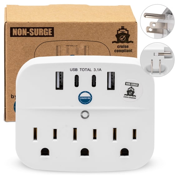 Cruise Approved Power Strip Foldable, Non Surge Protector Travel Power ...