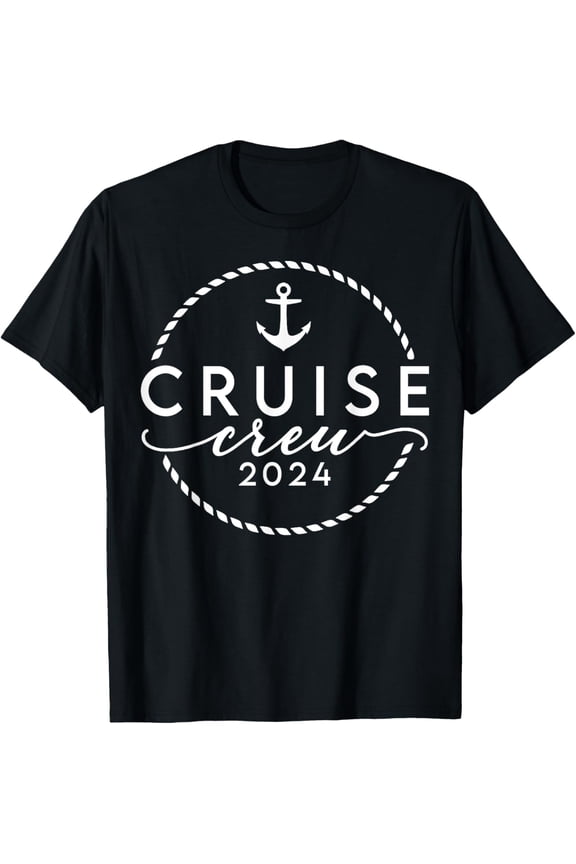 Cruise Crew 2024 Anchor Vacation Sailing Trip Matching Group T-ShirtMen and women, Black T-shirt, size: Extra large