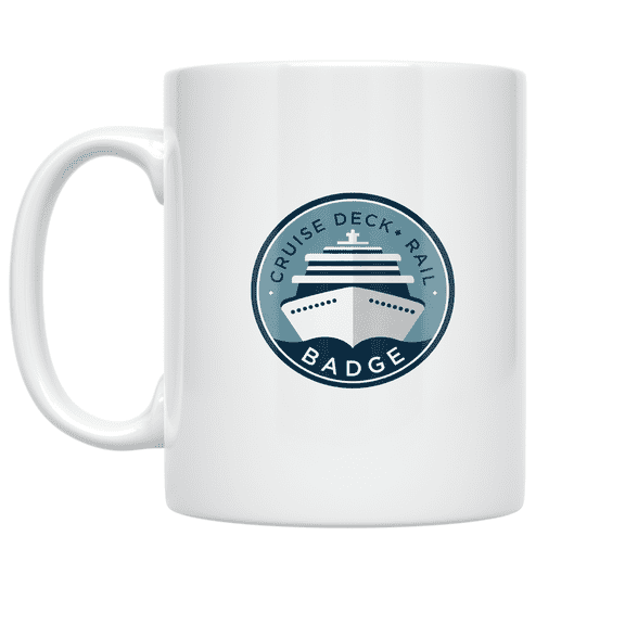 Cruise Deck Rail Badge Design - Cruise Enthusiast - 11 oz Ceramic Coffee Mug