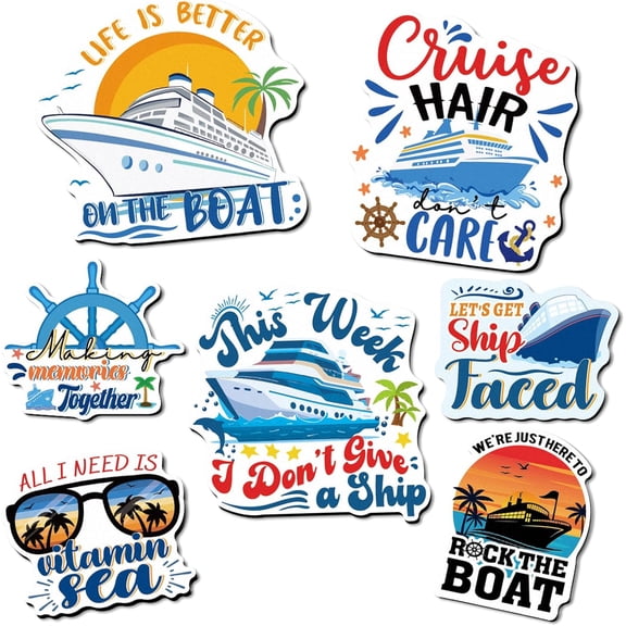 Cruise Door Decorations Magnetic - 7PCS Large Cruise Ship Door Decorations for Carnival Themed Party Funny Cruise Cabin Magnets Anchor Car Decors for Fridge Refrigerator Home Kitchen
