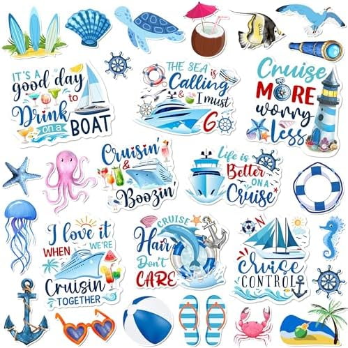 Cruise Door Magnets Decoration 27 Pcs, Summer Beach Cruise Ship Door Decoration Magnetic Refrigerator Car Stickers, Sea Navigation Door Magnet Cruise Ship Essentials for Cabin Carnival Party Decor