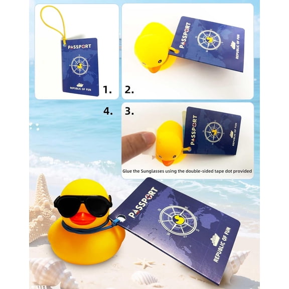 Cruise Duck Tags Set Includes 20 Cruise Rubber Ducks for Cruise Ships 20 Sunglasses 20 Cruising Duck Tag Card 20 Rubber Bands Cruise Ducks for Hiding with Tags Carnival Cruise Game Party