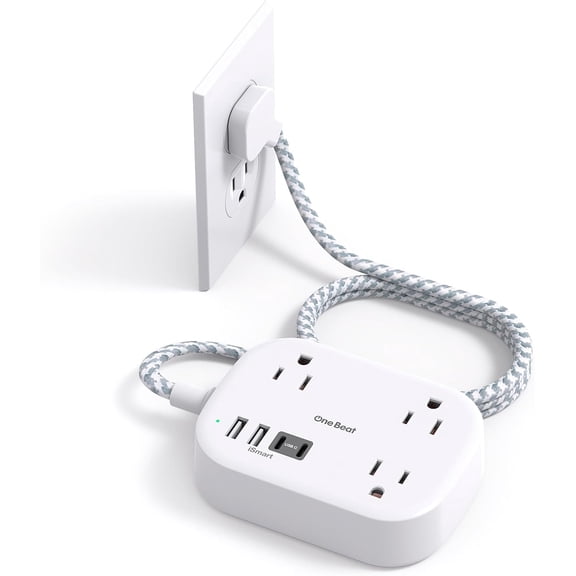 Cruise Essentials 2025, Travel Power Strip with USB C,Flat Plug Extension Cord 3 Outlets 4 Ports(2 C),5 ft Desk Wall Outlet Extender,Non Surge Protector for Cruise,Dorm Room,ETL