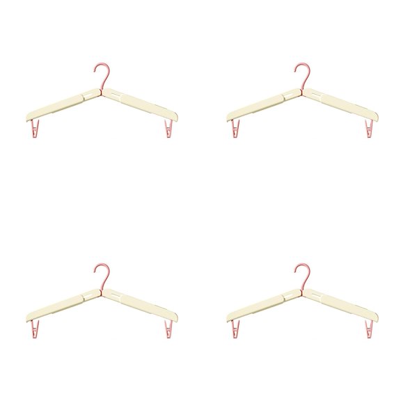 Cruise Essentials 2026,Foldable Adjustable Clothes Hangers Set, Space Saving Travel Hangers with Clips, Retractable Design for Adult Clothing, 4 Hangers