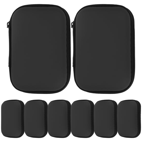 ifundom 8Pcs Black Electronic Organizer Bag Portable Digital Accessories Storage Case for Travel