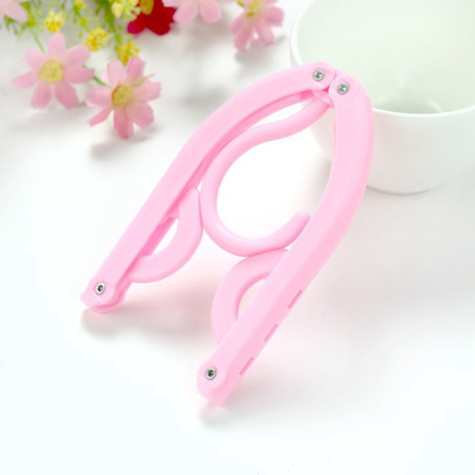 11 Pcs Portable Folding Travel Hangers - Lightweight Pink Clothes Hangers For Home & Trip