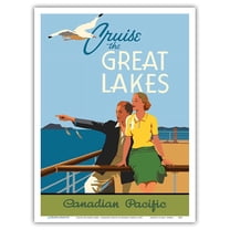 Cruise the Great Lakes - Canadian Pacific Steamships - Vintage Ocean Liner Travel Poster by Norman Fraser c.1938 - Master Art Print (Unframed) 9in x 12in