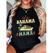 Cruise Holiday Family Trip Bahama Mama T-Shirt Graphic Tee summer Tops For Women Round Neck Fashion Cotton shirts