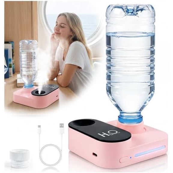 Cruise Humidifier Portable Travel Humidifier, Whisper-Quiet Mini Humidifier Travel Humidifier for Cruise, Office or Car with Night Light, Auto-Off & 2 Mist Modes Water Bottle Humidifier