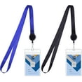 thumbnail image 1 of Cruise Lanyard With ID Card Holder, 2 Pack Neck Lanyard With Retractable Reel & Double Sided Waterproof Clear ID Badge Holder For Cruise Ships - Black, Blue (Vertical), 1 of 7
