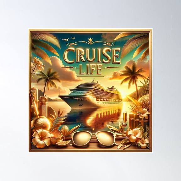 Cruise Life 21: Sunset Sojourn Poster Wall Art, Modern Wall Decor, 12x18 UNFRAMED