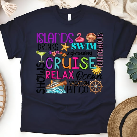 Cruise Life T-Shirt – Cute Colorful Bow & Ship Vacation Tee, Azalea, Size XL
