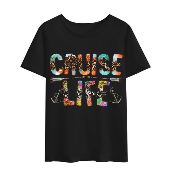 Cruise Life Women Men T-Shirt Trip Ship Funnny Shirts Casual Tops Tee Ladies Gift Black Large