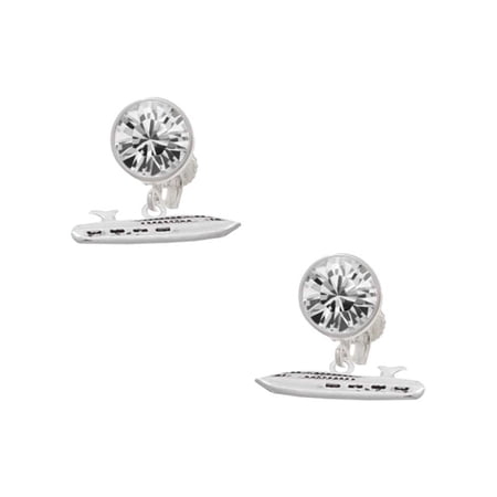 Cruise Liner Clear Crystal Clip On Earrings