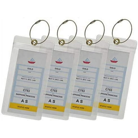 Cruise Luggage Tag (8 pack) Waterproof Zip Seal for Carnival Cruise Lines, Costa, Holland America, Norwegian and P&O by Domino Luggage