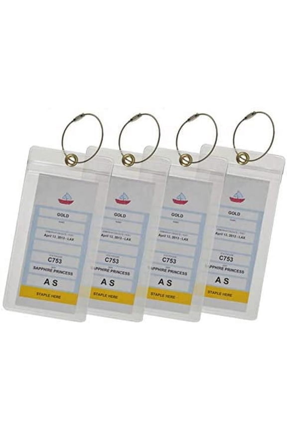 Cruise Luggage Tag (8 pack) Waterproof Zip Seal for Carnival Cruise Lines, Costa, Holland America, Norwegian and P&O by Domino Luggage