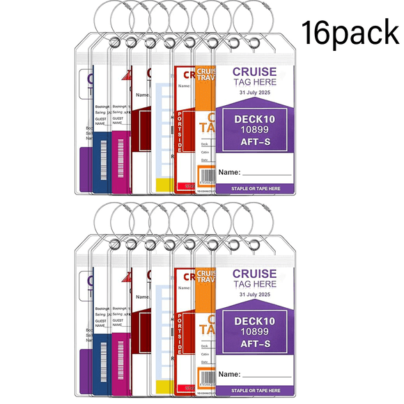 Cruise Luggage Tag Holder, Cruise Luggage Tag Holder can be Used for 2025Carnival, NCL, MSC Cruises, and Princess Ships Offer-16pack
