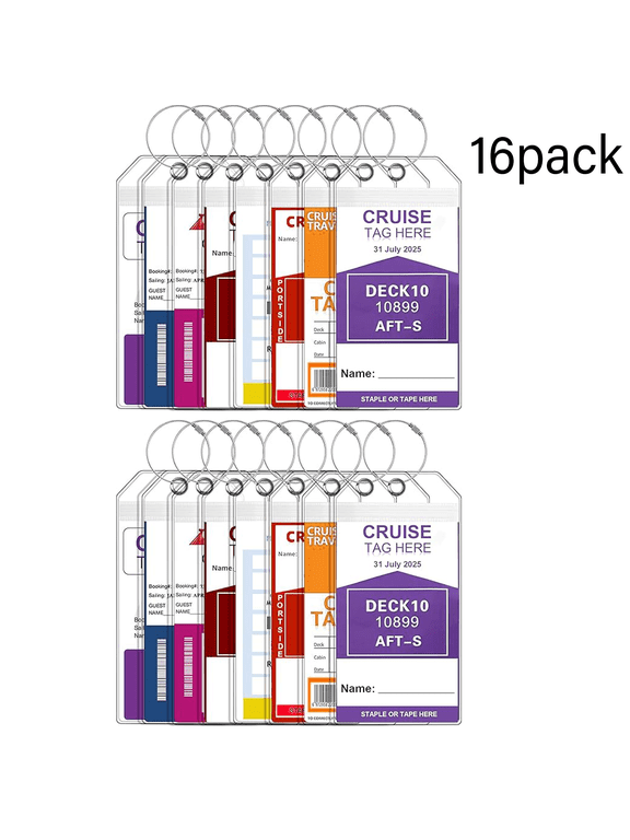 Cruise Luggage Tag Holder, Cruise Luggage Tag Holder can be Used for 2025Carnival, NCL, MSC Cruises, and Princess Ships Offer-16pack