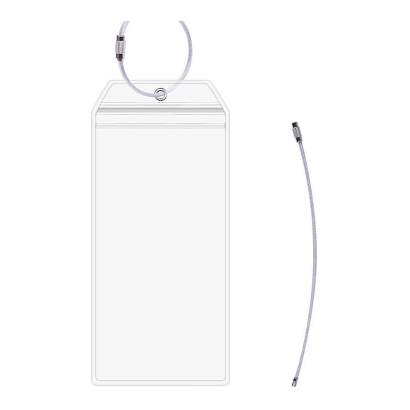 Cruise Luggage Tag Holder, Waterproof ID Card Case with Zip & Reinforced Loop, Thick PVC Clear Bag for Cruise Ship Check-In, Travel Essentials, and Baggage Identification