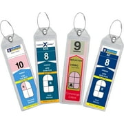 Cruise Luggage Tag Holder Zip Seal & Steel for Royal Caribbean & Celebrity Cruise (Clear - 8 Pack)