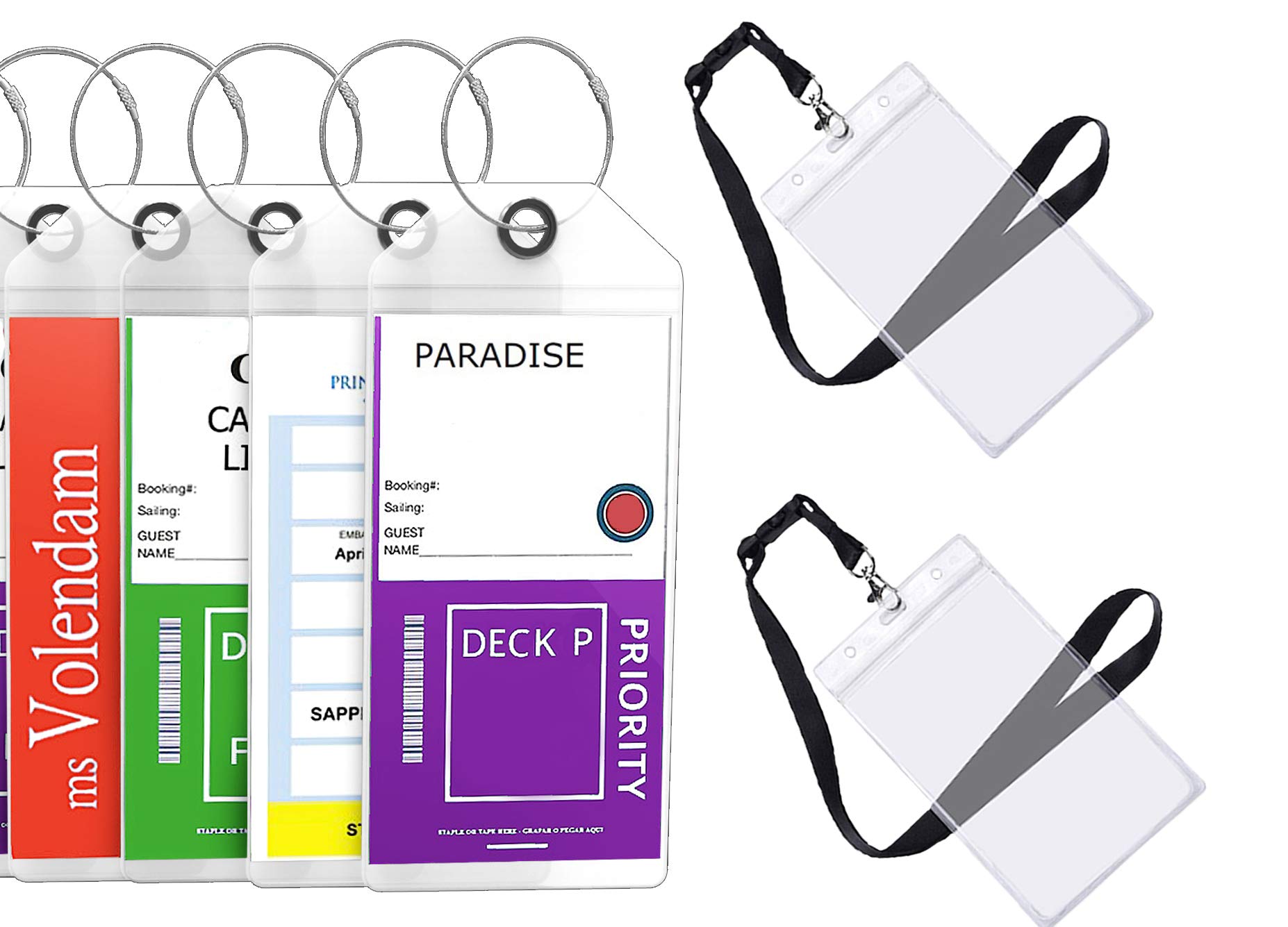 Forest Deer Butterfly Luggage Tags with Stainless Steel Loop, 2 Pack