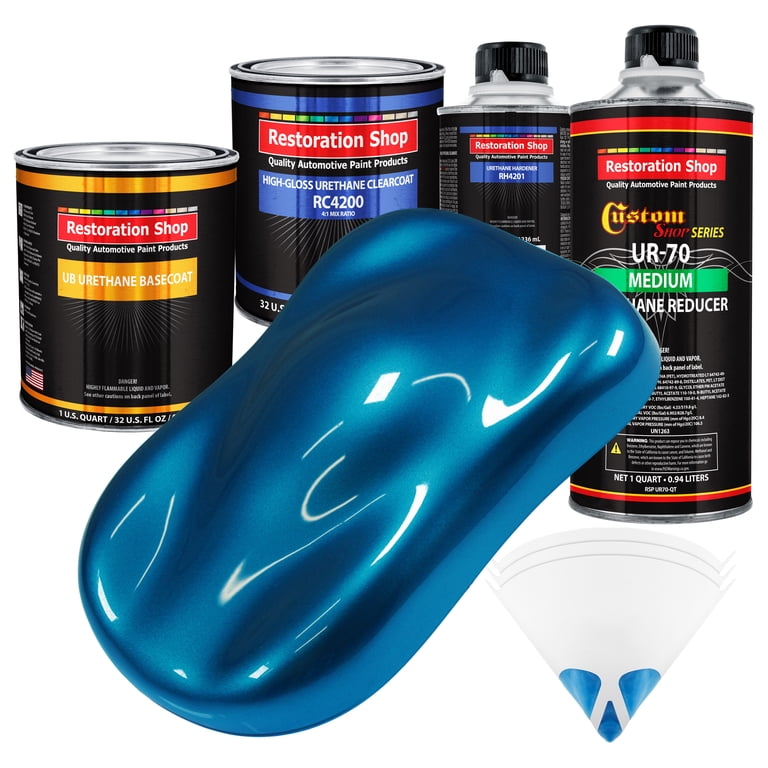 190 High Gloss Blue Gray Metallic Single Stage Acrylic Enamel Quart – Paint Only, Stir Sticks Included