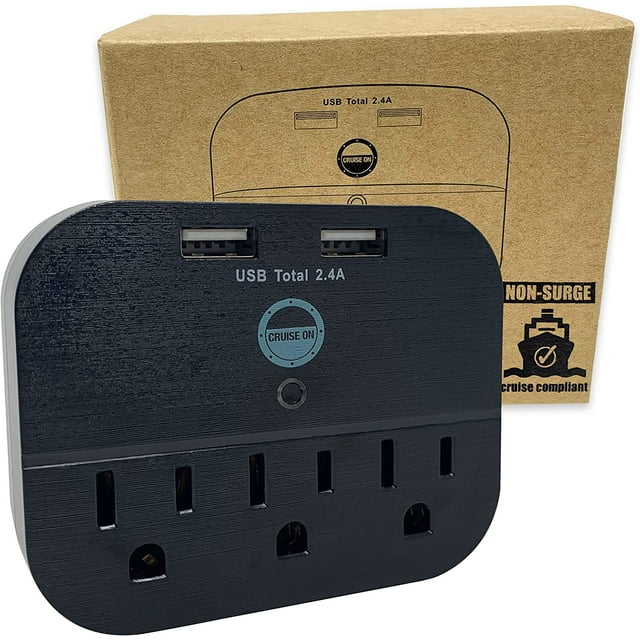 Cruise Power Strip No Surge Protector with USB Outlets Ship Approved
