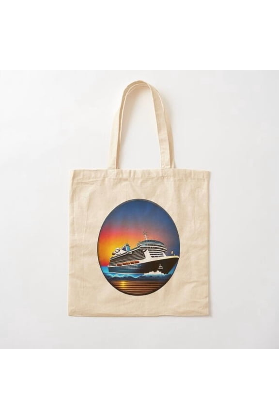Cruise Ship Boat Canvas Tote Bags, Reusable Shopping Bag