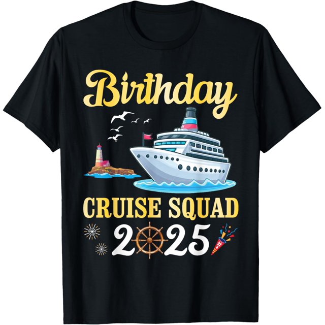 Cruise Ship & Fireworks Birthday Cruise Squad 2025 New Year TShirt