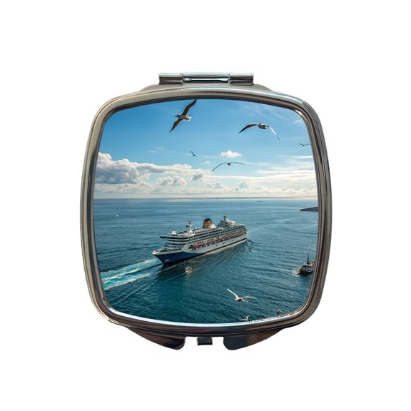 Cruise Ship Ocean Traveling Travel Makeup Handbag Purse Small Pocket Compact Mirror