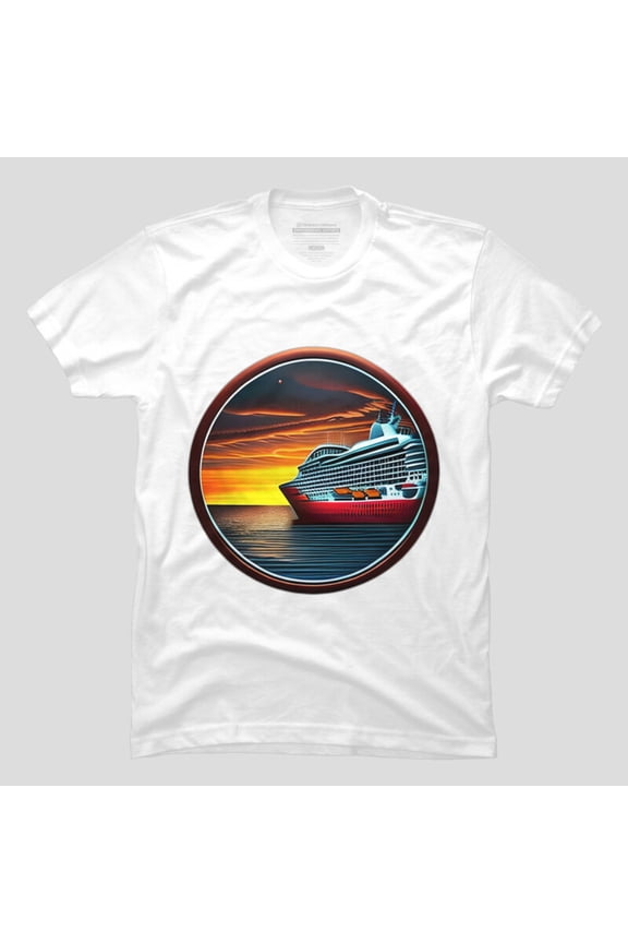 Cruise Ship Sunset Vintage Vacation Graphic T-shirt - Comfortable Fit M2982780, Up to Size 5XL