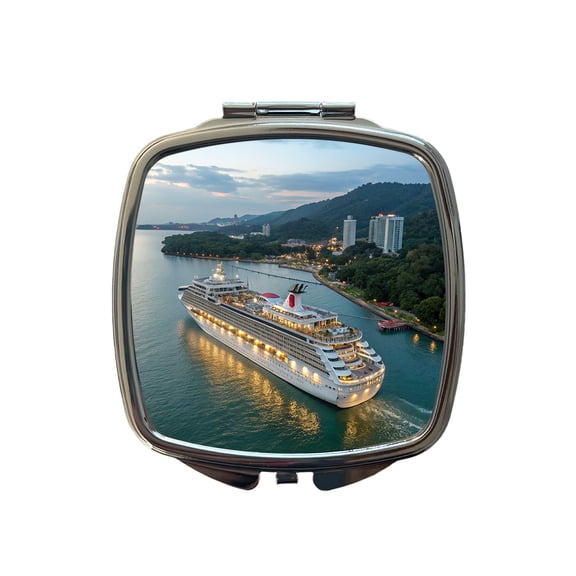 Cruise Ship Travel Vacation Travel Makeup Handbag Purse Small Pocket Compact Mirror