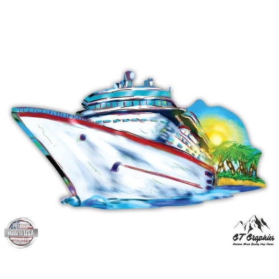 Cruise Ship Vacation - 5" Vinyl Sticker - For Car Laptop I-Pad - Waterproof Decal