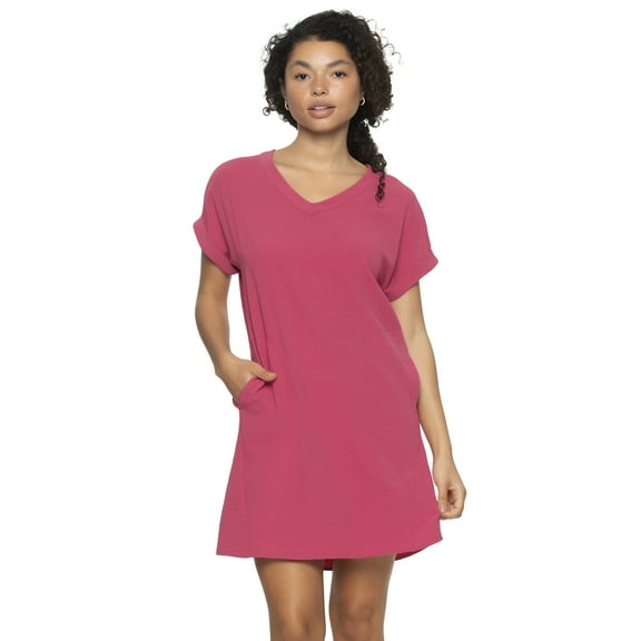 Cruise Short Sleeve Pocket Dress (Lilac Rose, Large)