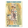 thumbnail image 1 of Cruise to South Africa - Durban Rickshaw Boy - Moore-McCormack Lines - Vintage Ocean Liner Travel Poster by Jane Oliver c.1960s - 8 x 12 inch Vintage Metal Tin Sign, 1 of 4