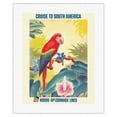 thumbnail image 1 of Cruise to South America - Scarlet Parrot - Moore-McCormack Lines - Vintage Ocean Liner Travel Poster by C. A. Rosser c.1950s - Fine Art Rolled Canvas Print 16in x 20in, 1 of 4