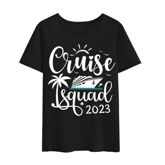 Cruise Squad 2023 Women Men T-Shirt Trip Ship Funnny Shirts Casual Tops Tee Ladies Gift Black 