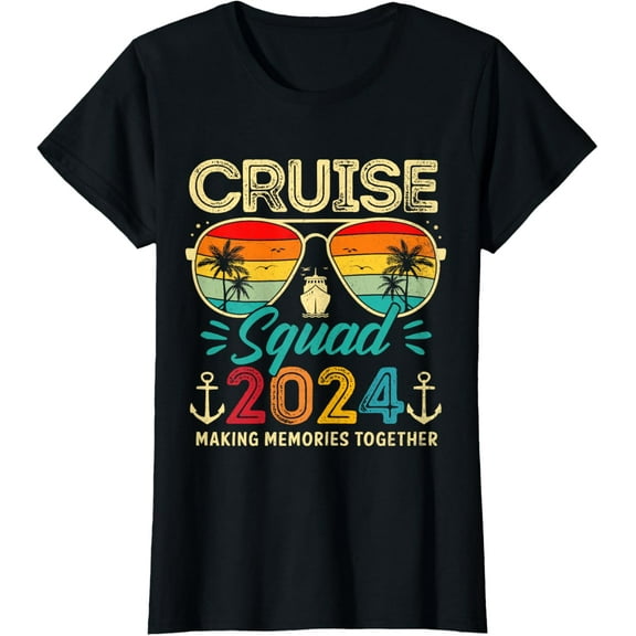 Cruise Squad 2024 Family Group Matching Summer Vacation T-ShirtMen and women, Black T-shirt, size: Extra large