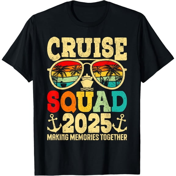 Cruise Squad 2025 Family Matching Tee Summer Vacation T-ShirtMen's and women's gift, black and white T-shirt, size: Extra large S-4XL