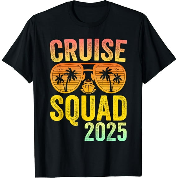 Cruise Squad 2025 Summer Vacation Matching Family Cruise T-ShirtMen's and women's gift, black and white T-shirt, size: Extra large S-4XL