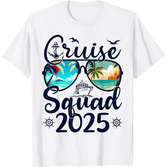 Cruise Squad 2025 Summer Vacation Matching Family Cruise T-ShirtMen and women, White T-shirt, size: Extra large