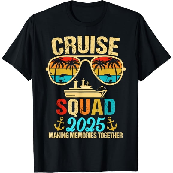 Cruise Squad 2025 Summer Vacation Trip Matching Family Group T-ShirtMen's and women's gift, black and white T-shirt, size: Extra large S-4XL