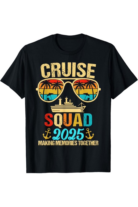 Cruise Squad 2025 Summer Vacation Trip Matching Family Group T-ShirtMen's and women's gift, black and white T-shirt, size: Extra large S-4XL