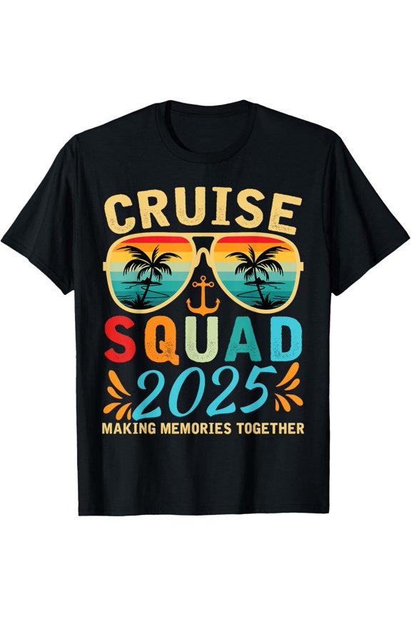 Cruise Squad 2025 Tee Matching Family Group Summer Vacation T-ShirtMen's and women's gift, black and white T-shirt, size: Extra large S-4XL