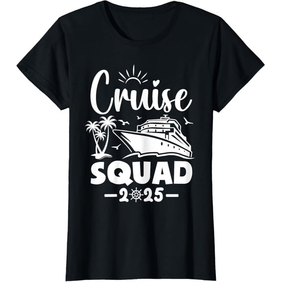 Cruise Squad 2025 Vacation Matching Family T-ShirtMen and women, Black T-shirt, size: Extra large