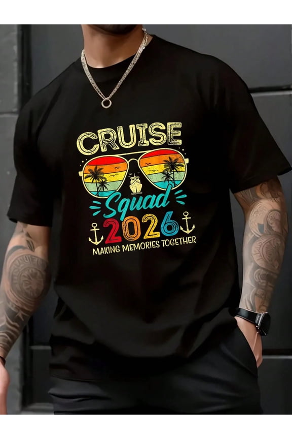 Cruise Squad 2026 Family Group Matching Summer Vacation T-Shirt - 100% Cotton Graphic Tees Men,Relaxed Fit Clothing For All Seasons